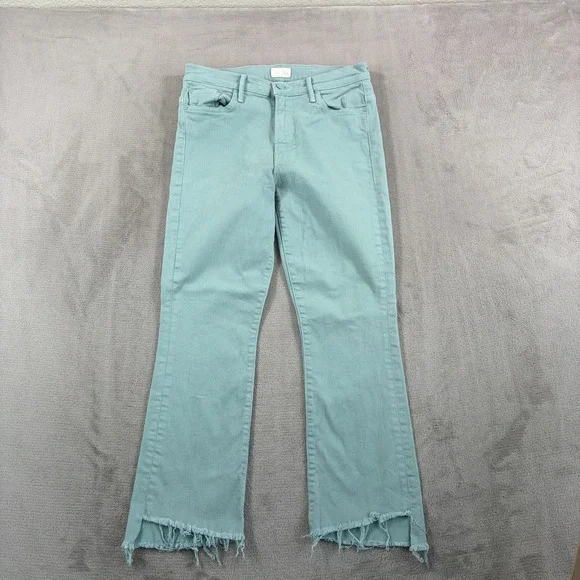 Mother The Insider Crop Step Fray Jeans in Lagoon Women 28 Raw Cut Hem USA Made - Picture 5 of 14